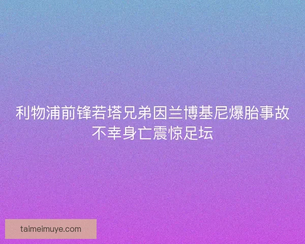 利物浦前锋若塔兄弟因兰博基尼爆胎事故不幸身亡震惊足坛 利物浦前锋若塔兄弟因兰博基尼爆胎事故不幸身亡震惊足坛