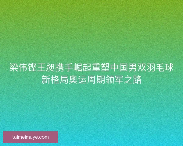 梁伟铿王昶携手崛起重塑中国男双羽毛球新格局奥运周期领军之路